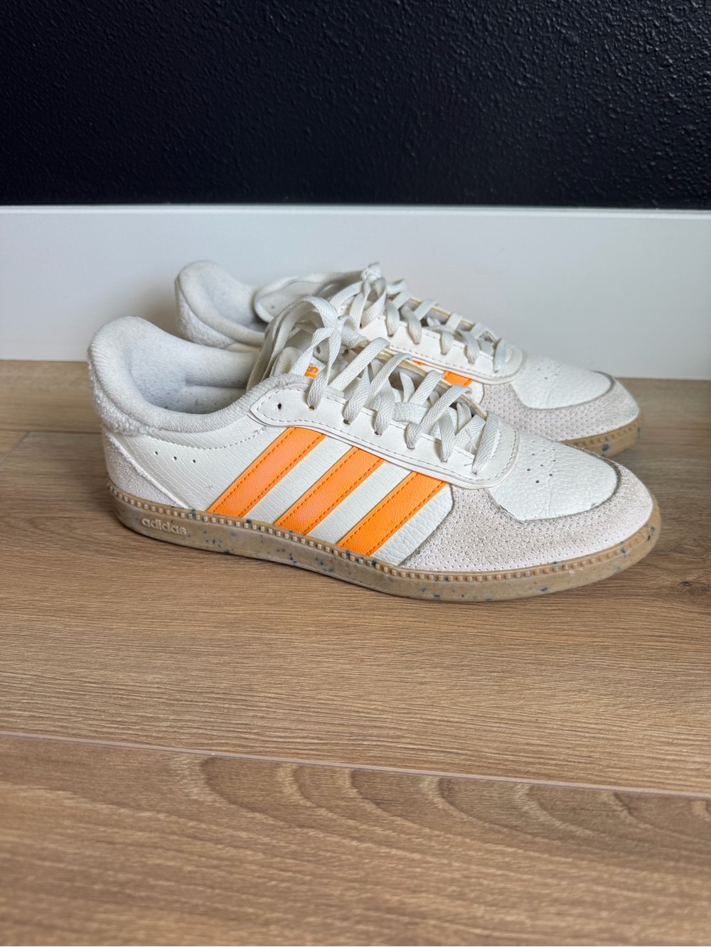 Adidas cloud form White Sneakers with Orange Stripes